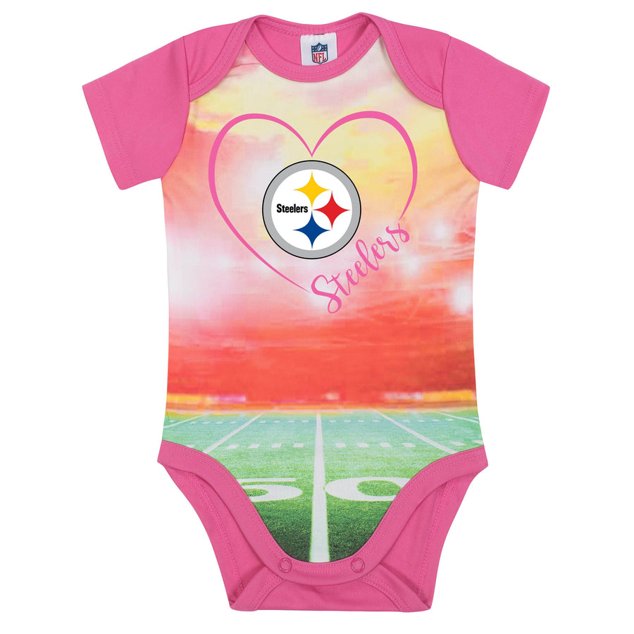 Pittsburgh Steelers Baby Girl Short Sleeve Bodysuit-Gerber Childrenswear
