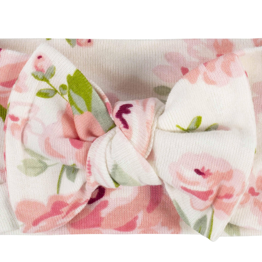 2-Piece Baby Girls Feelin' Floral Roses Coverall & Headband Set-Gerber Childrenswear