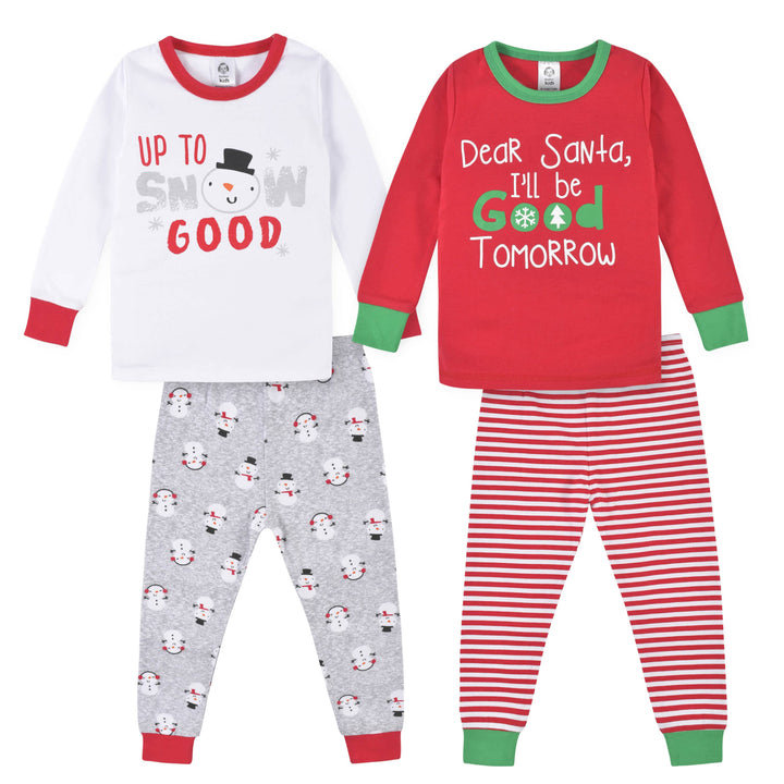 4-Pack Infant & Toddler Neutral Snowman & Santa Snug Fit Cotton Pajamas-Gerber Childrenswear