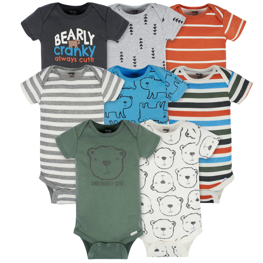 8-Pack Baby Boys Unbearably Cute Short Sleeve Onesies® Bodysuits