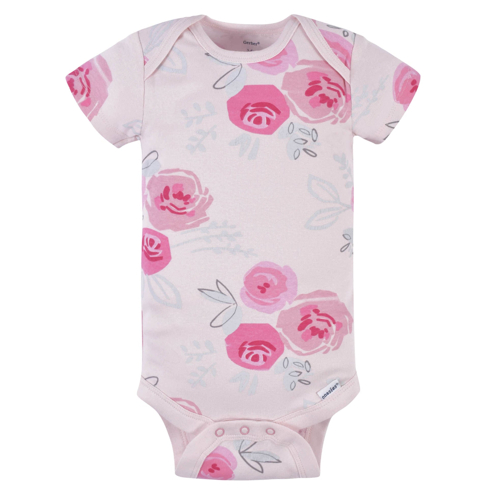 3-Pack Baby Girls Comfy Stretch Roses & Bunnies Short Sleeve Onesies® Bodysuits-Gerber Childrenswear