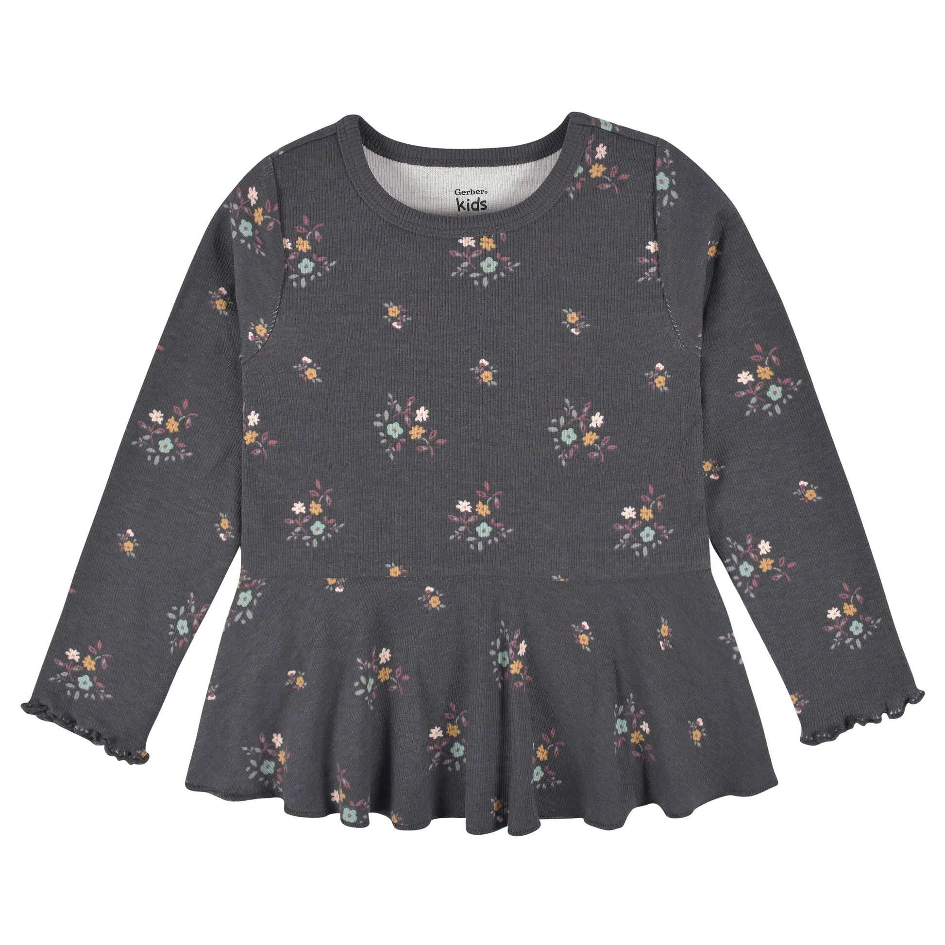 2-Pack Infant & Toddler Girls Mustard & Plum Floral Peplum Tops
