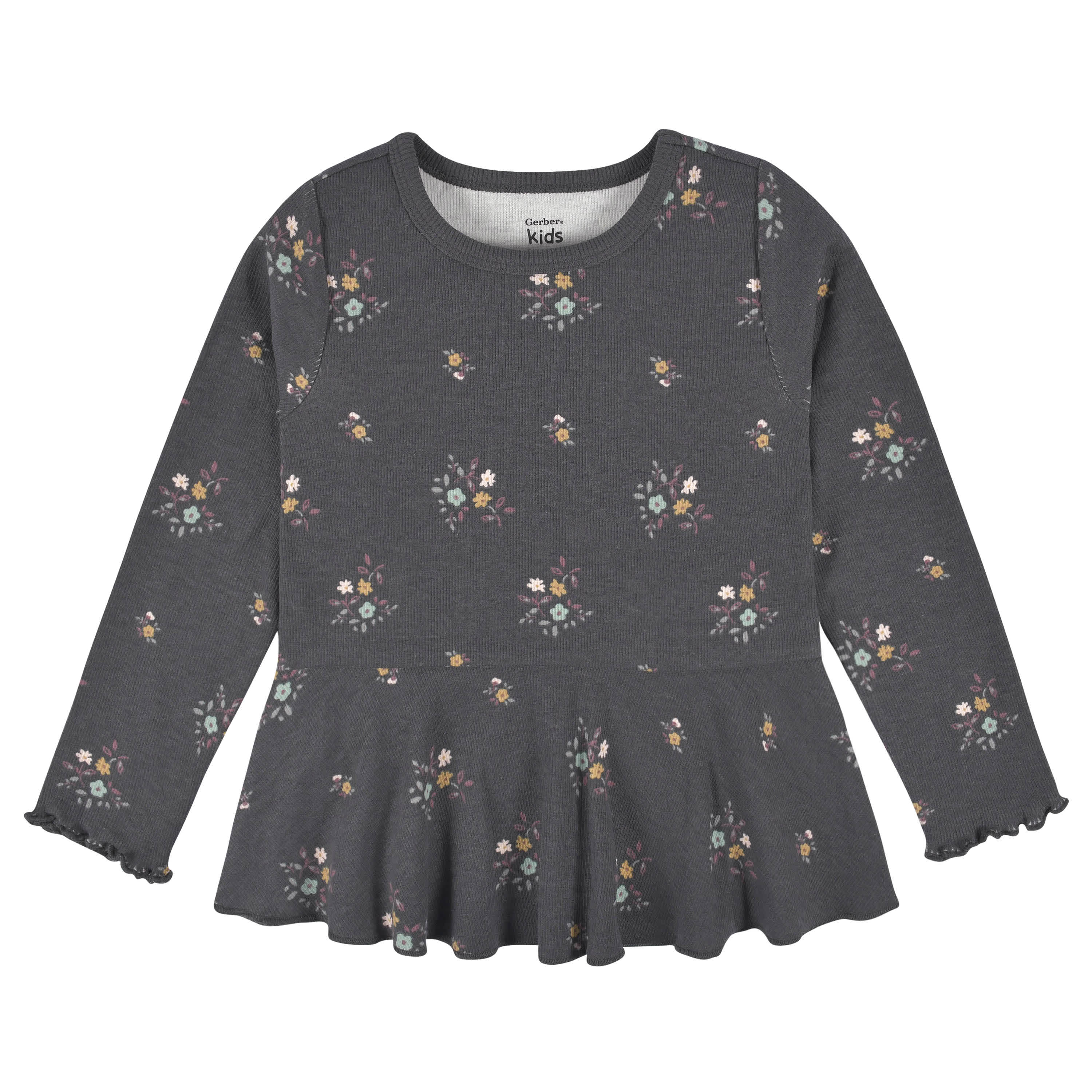 2-Pack Infant & Toddler Girls Mustard & Plum Floral Peplum Tops