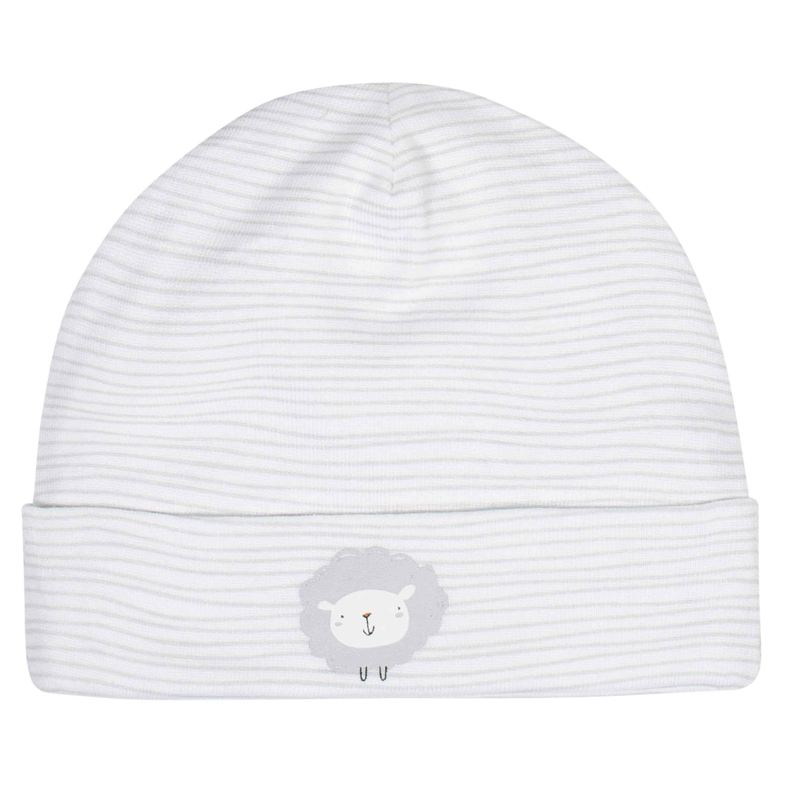 8-Piece Baby Neutral Sheep Caps & Mittens Set-Gerber Childrenswear