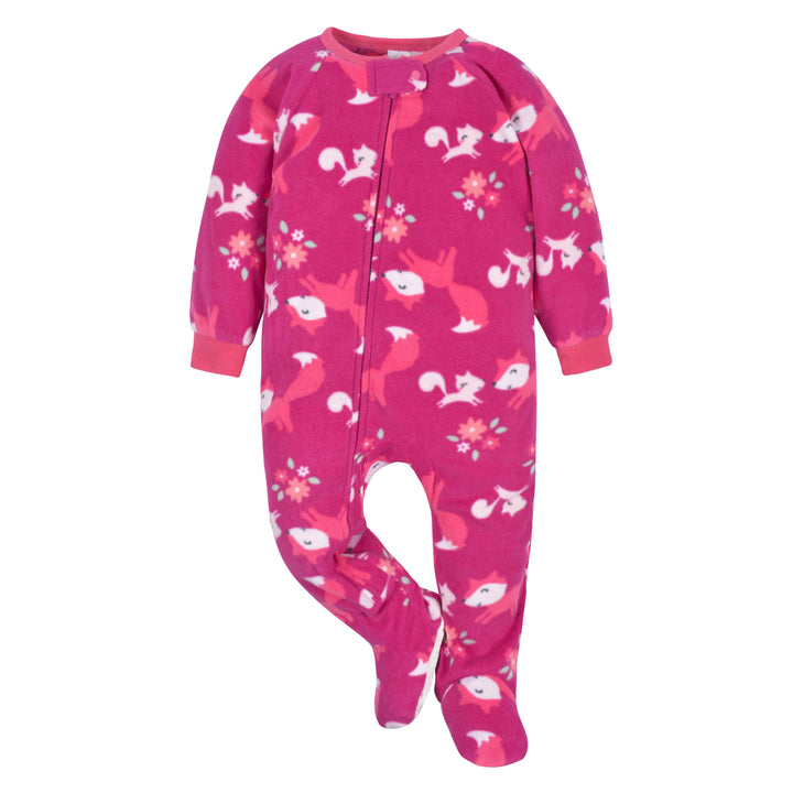 2-Pack Baby & Toddler Girls Pink Fox Fleece Pajamas