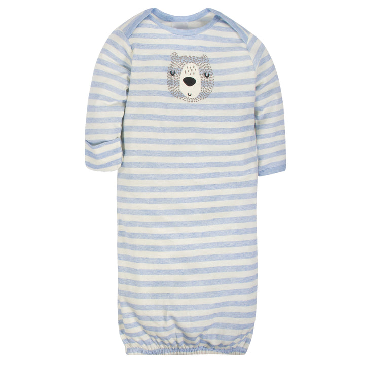 4-Piece Organic Baby Boy Bear Gown & Cap Set-Gerber Childrenswear