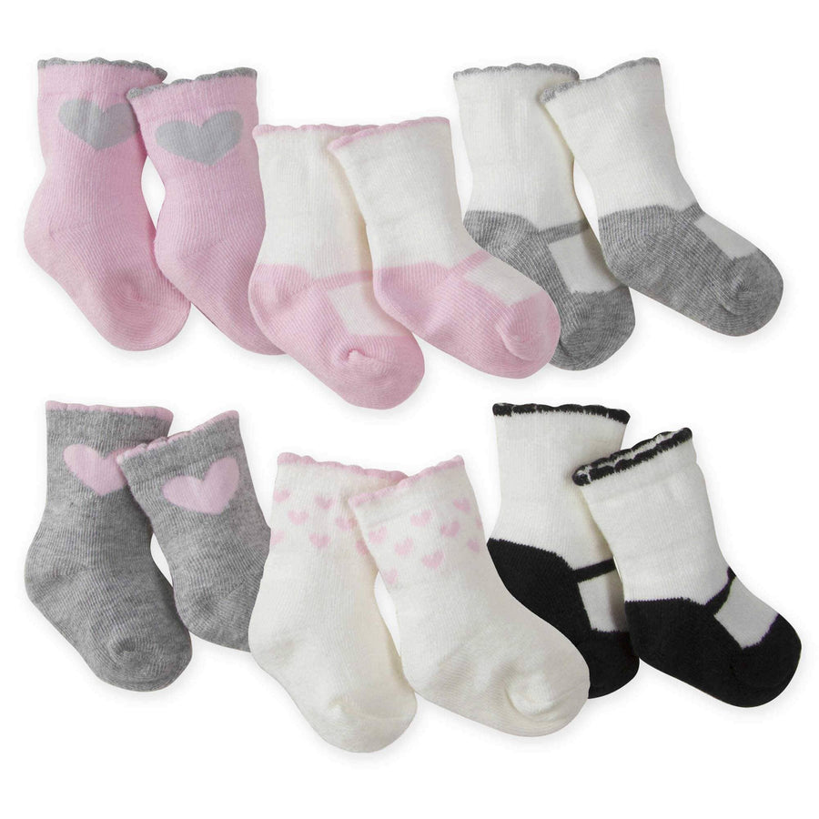 Gerber® 6-Pack Wiggle Proof Jersey Crew Socks - Bunny-Gerber Childrenswear