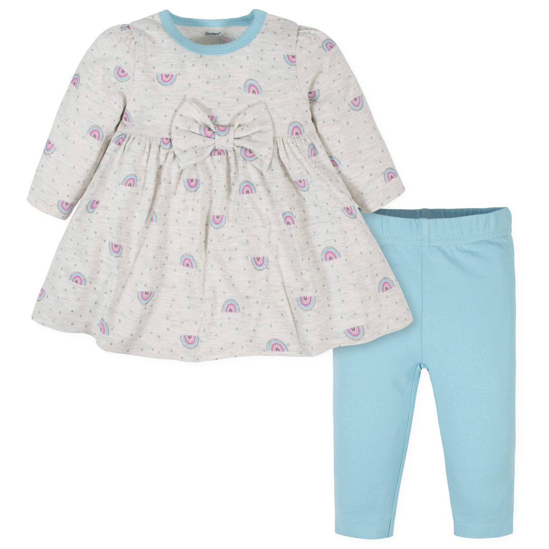 2-Piece Baby Girls Rainbow Dress & Pants Set-Gerber Childrenswear