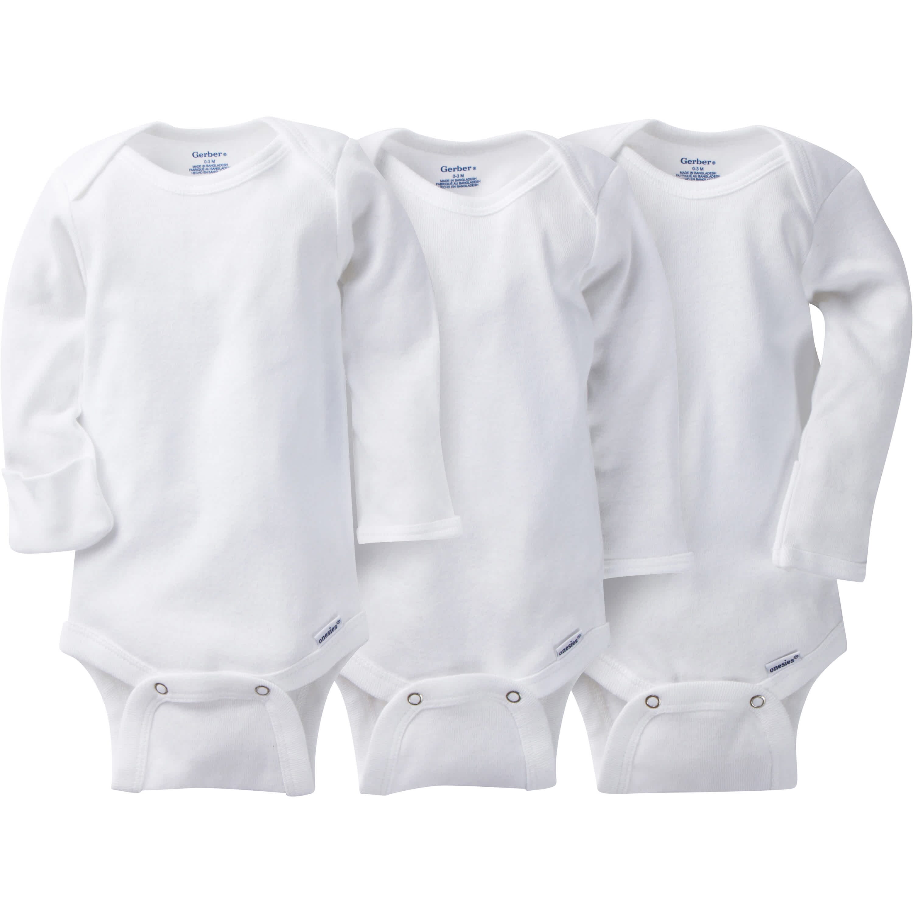 3-Pack Baby Neutral White Organic Long Sleeve Onesies® Bodysuits