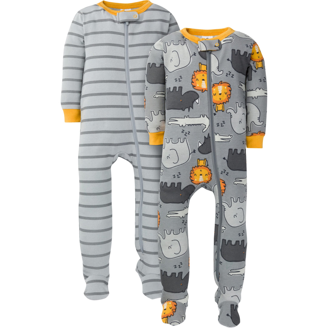 4-Pack Infant & Toddler Boys Fox & Lion Snug Fit Footed Cotton Pajamas-Gerber Childrenswear