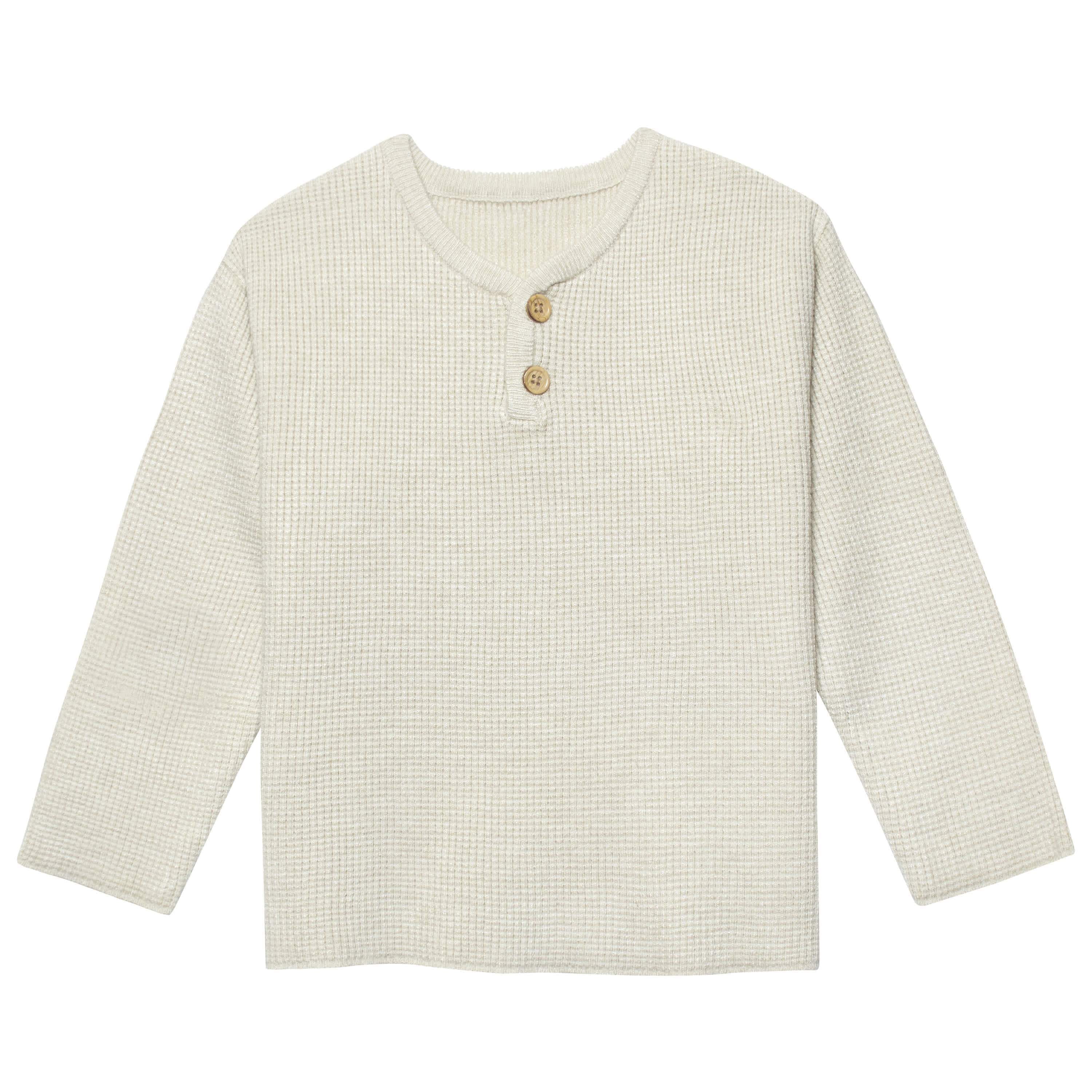 Infant & Toddler Boys Oatmeal Heather Henley Sweater-Gerber Childrenswear