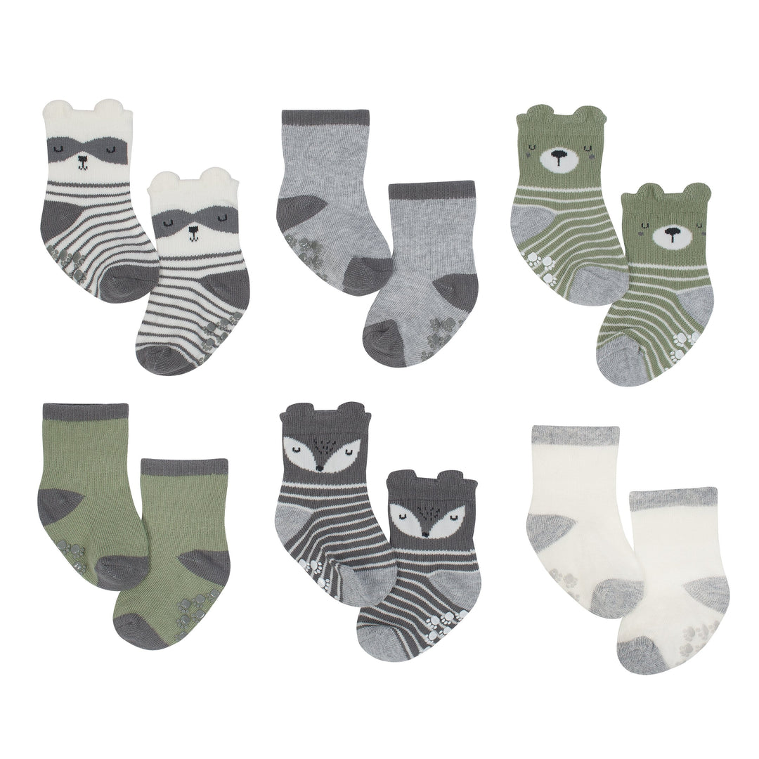 Baby Boy 6-pack Fox Wiggle Proof Crew Socks-Gerber Childrenswear