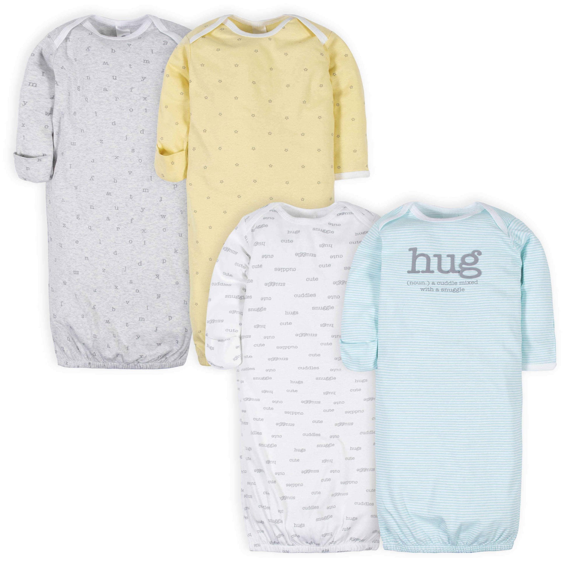 Gerber® 4-Pack Baby Neutral Hugs Gowns-Gerber Childrenswear