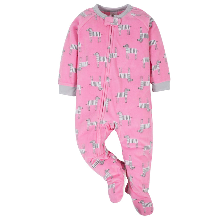 Gerber® 2-Pack Baby Girls Zoo & Zebra Fleece Pajamas-Gerber Childrenswear
