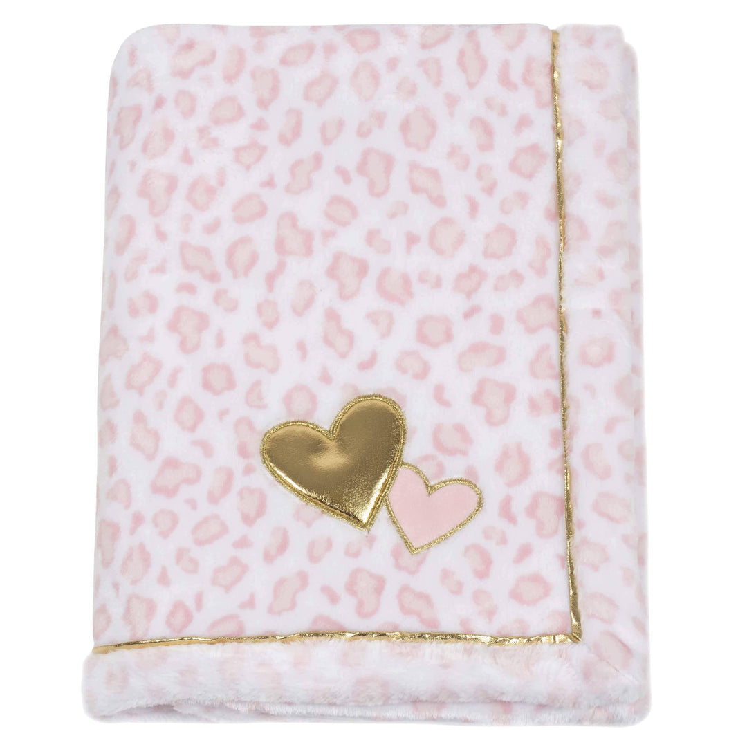Baby Girls Cheetah Heart Fleece Blanket-Gerber Childrenswear