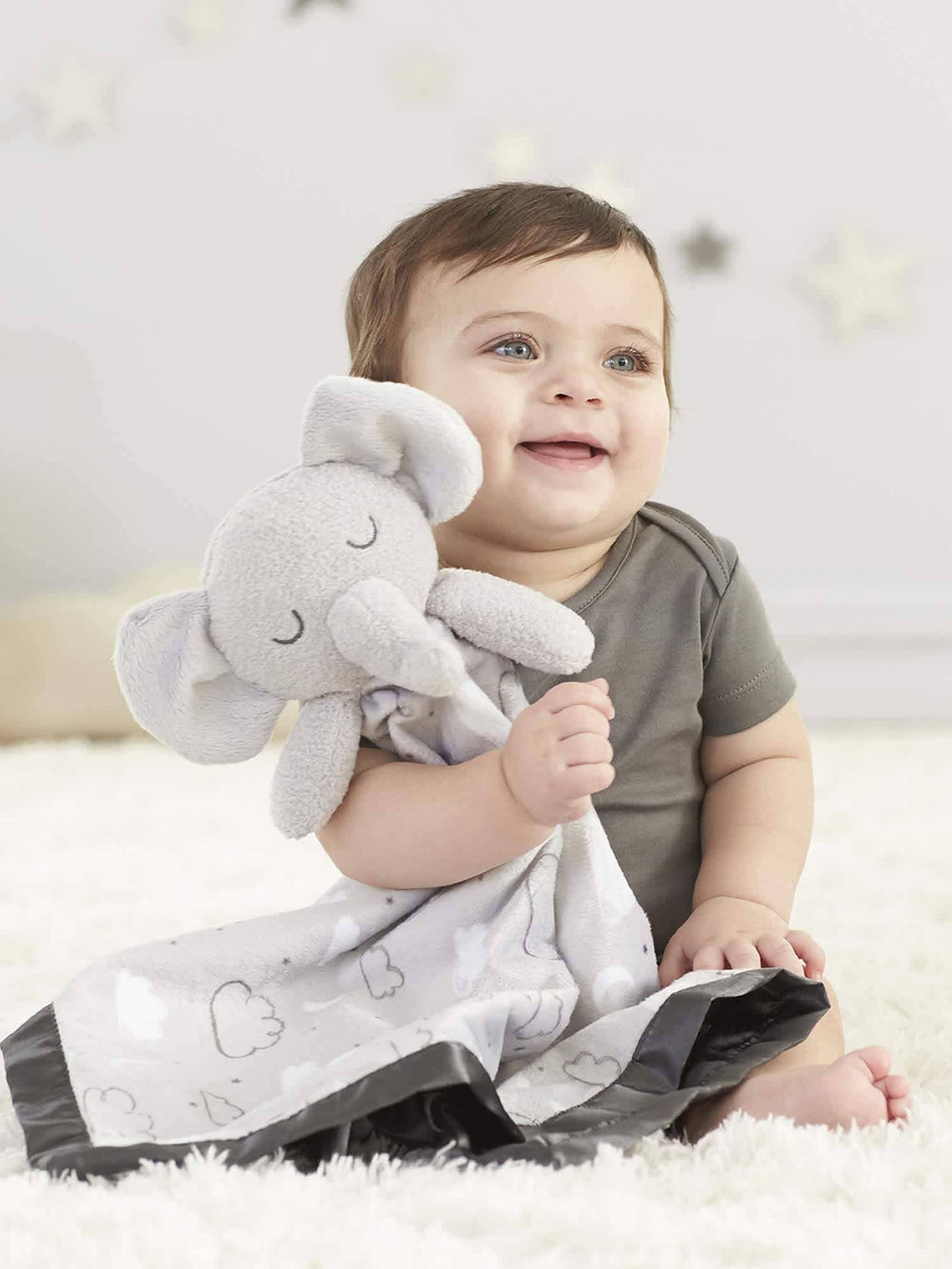 Embroidered Elephant Baby Neutral Security Blanket-Gerber Childrenswear
