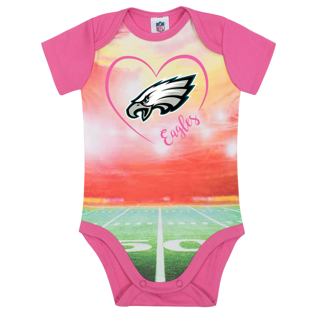Philadelphia Eagles Baby Girl Short Sleeve Bodysuit-Gerber Childrenswear