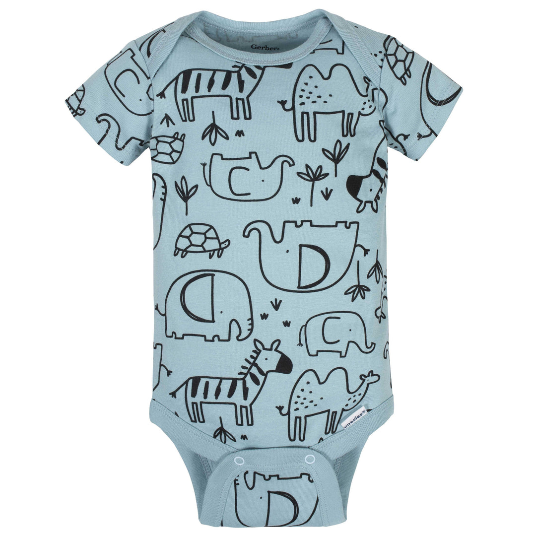 3-Pack Baby Boys Zoo Animals Short Sleeve Onesies® Bodysuits