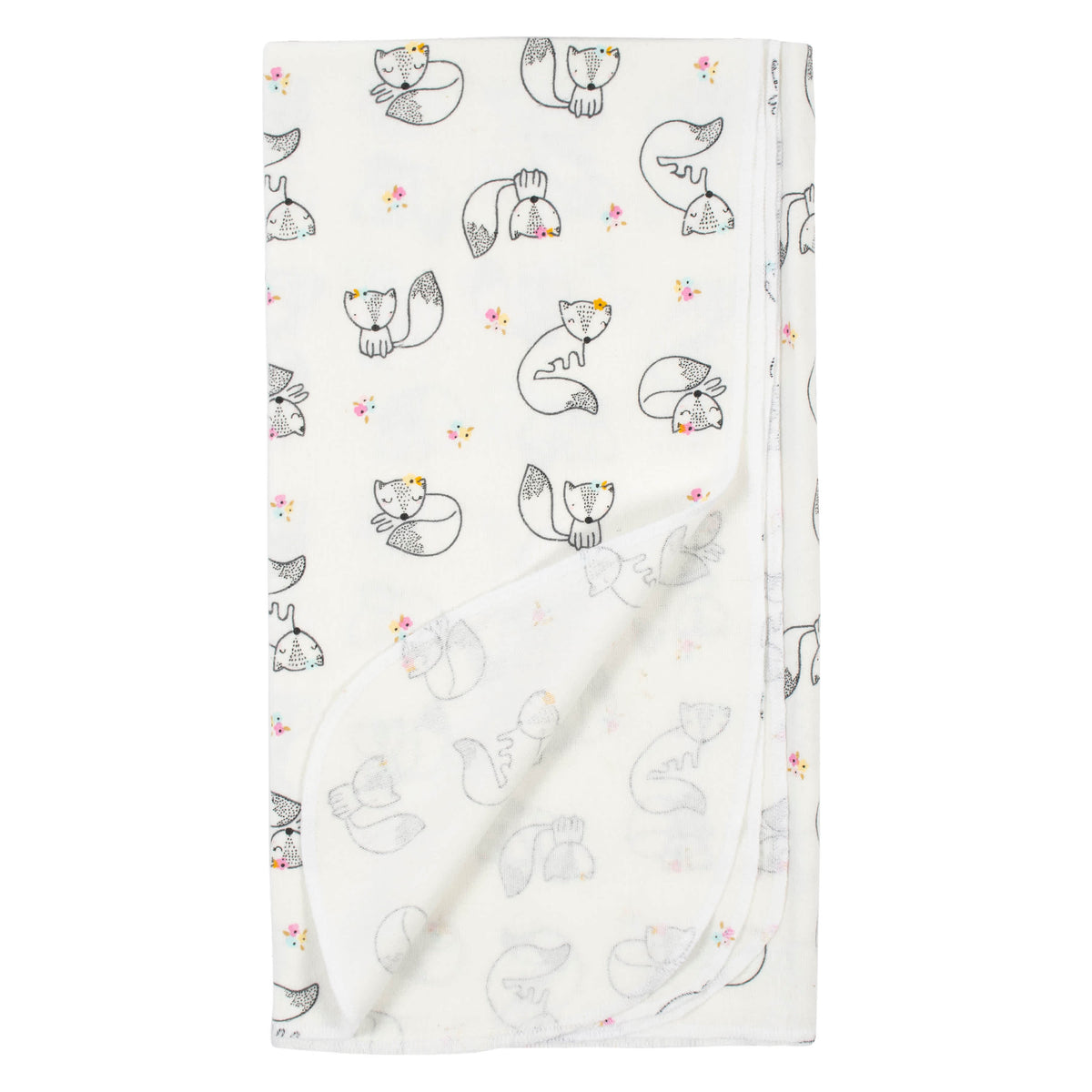 4-Pack Baby Girls Fox Flannel Receiving Blankets