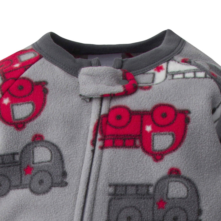 Gerber® 4-Pack Baby Boys Fire Trucks & Plaid Fleece Pajamas-Gerber Childrenswear