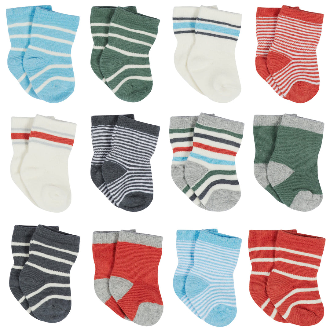 12-Pack Baby & Toddler Boys Unbearably Cute Jersey Crew Wiggle Proof® Socks
