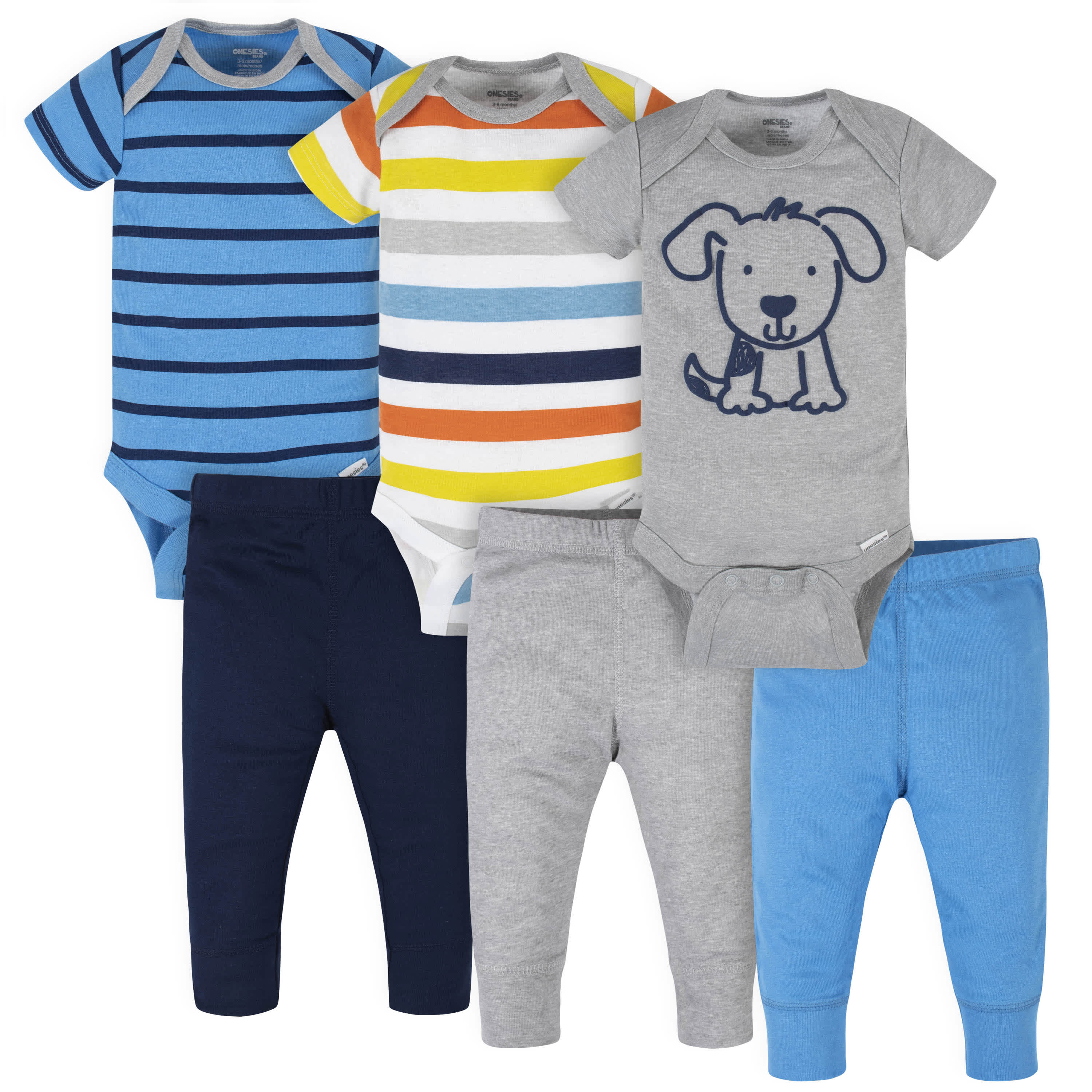 6-Piece Baby Boys Dog Onesies® Brand Bodysuits & Pants Set-Gerber Childrenswear