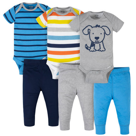 6-Piece Baby Boys Dog Onesies® Brand Bodysuits & Pants Set