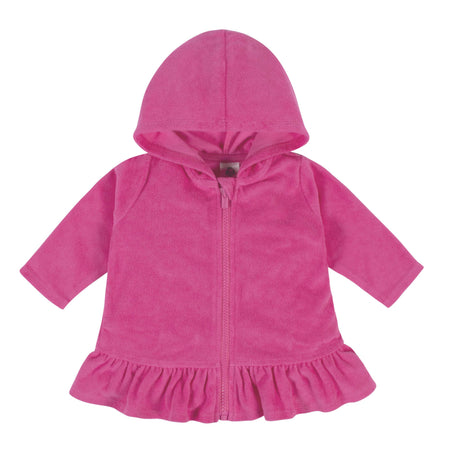 Baby & Toddler Girls Pink Hooded Zip Front Terry Swim Coverup