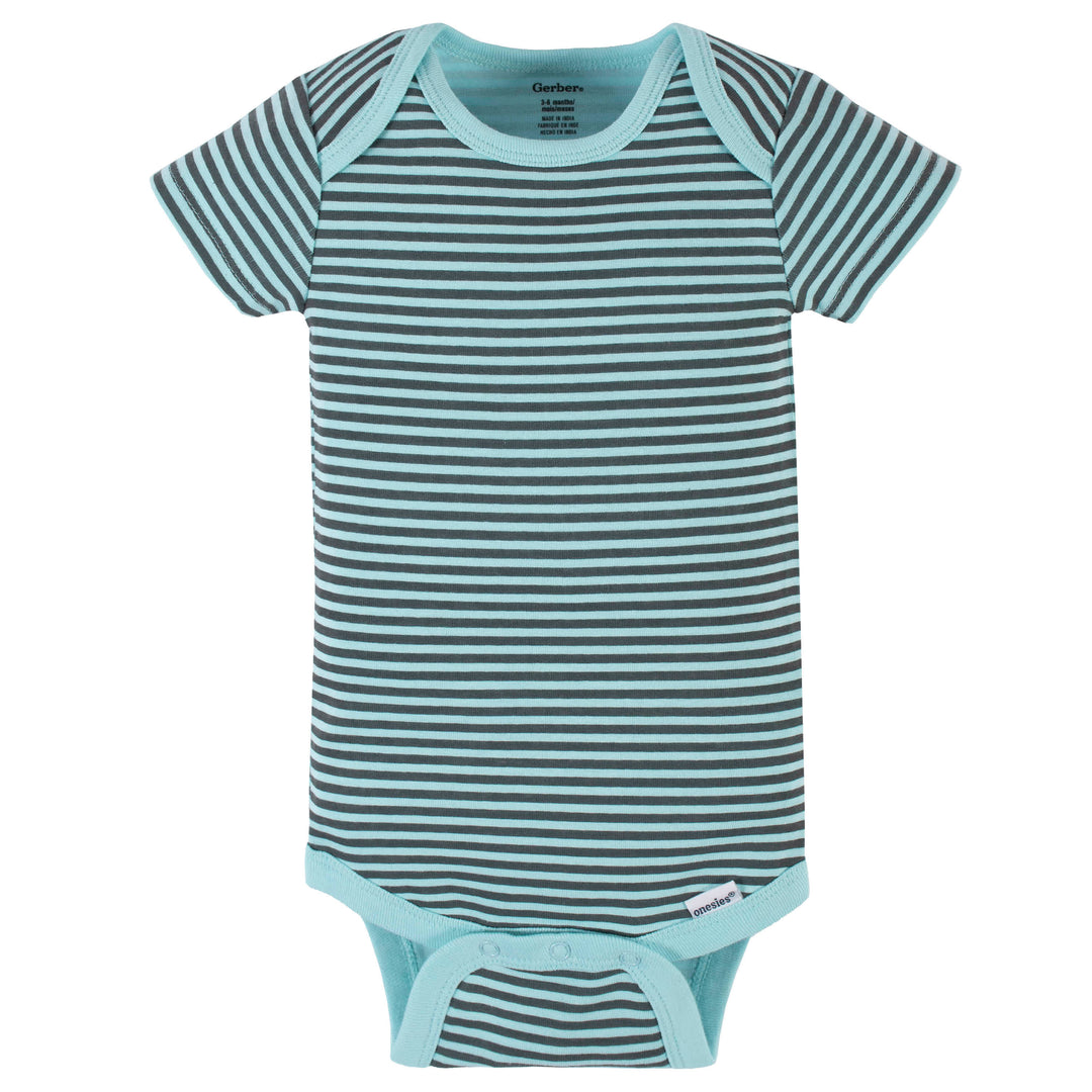 4-Pack Baby Boys Dino Blues Short Sleeve Onesies® Bodysuits-Gerber Childrenswear