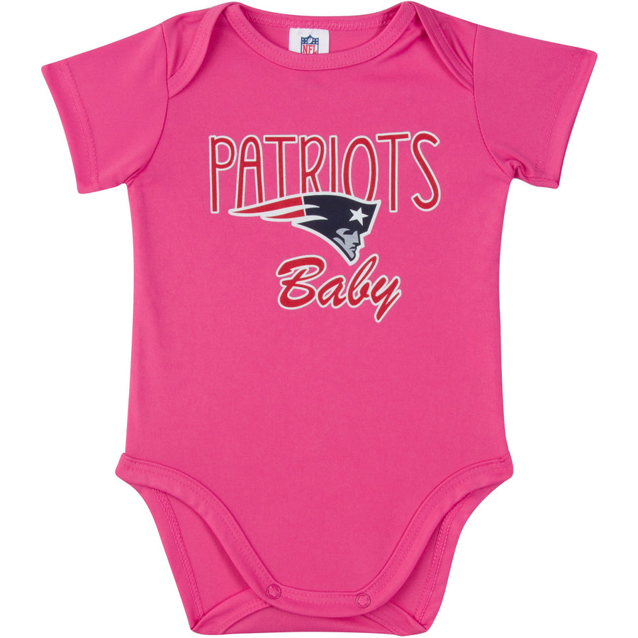 New England Patriots Baby Girl Short Sleeve Bodysuit-Gerber Childrenswear