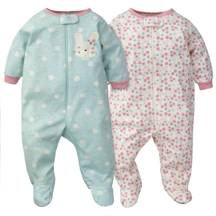 Gerber® 2-Pack Baby Girls Bunny Organic Sleep N' Plays-Gerber Childrenswear
