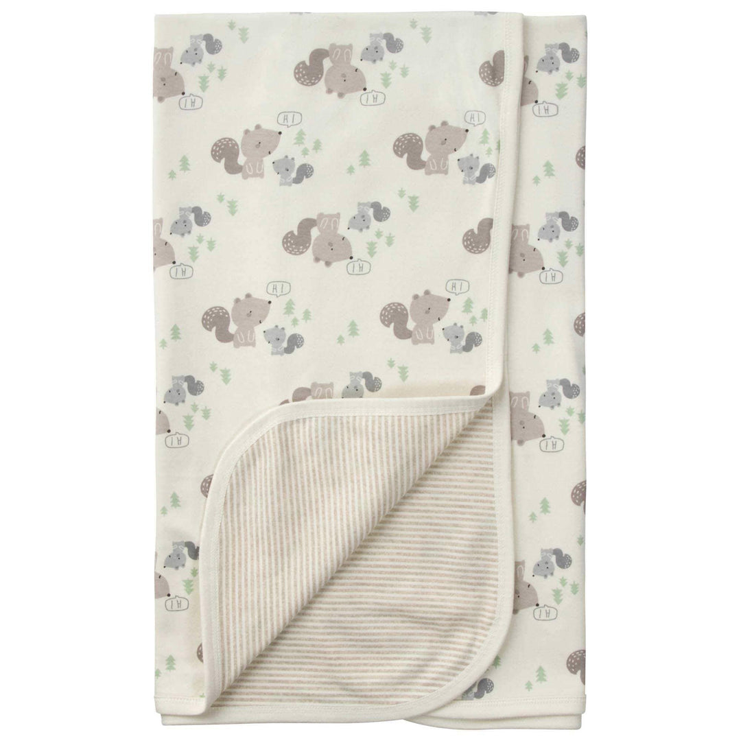 Gerber® Organic Baby Boys Squirrel Reversible Knit Blanket-Gerber Childrenswear
