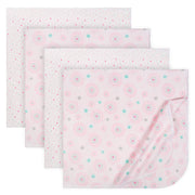 4-Pack Pink Floral Baby Girls Receiving Blankets-Gerber Childrenswear