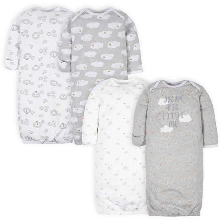 Gerber® 4-Pack Baby Neutral Sheep Gowns-Gerber Childrenswear