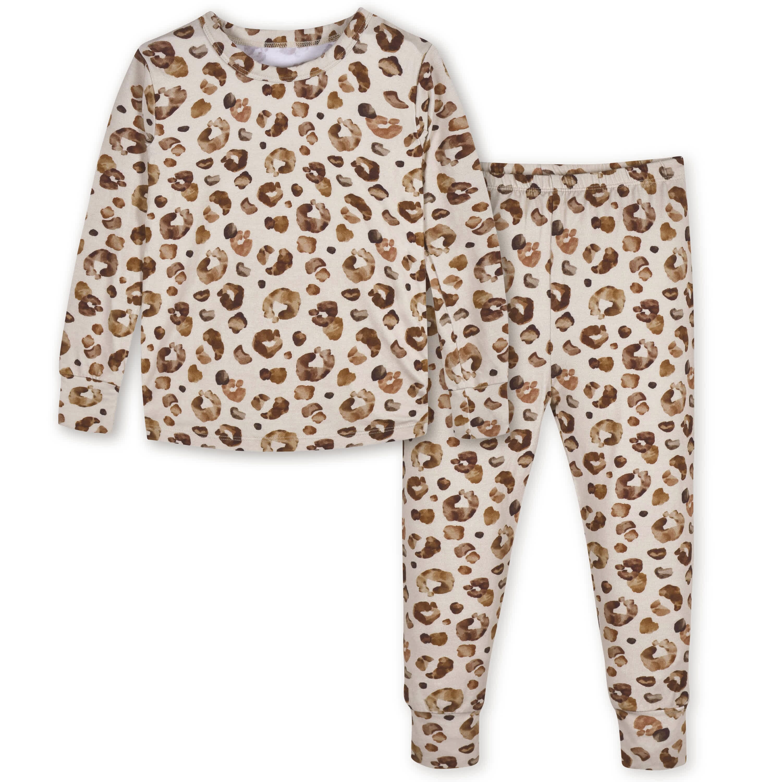 2-Piece Infant & Toddler Girls Leopard Buttery-Soft Viscose Made from Eucalyptus Snug Fit Pajamas