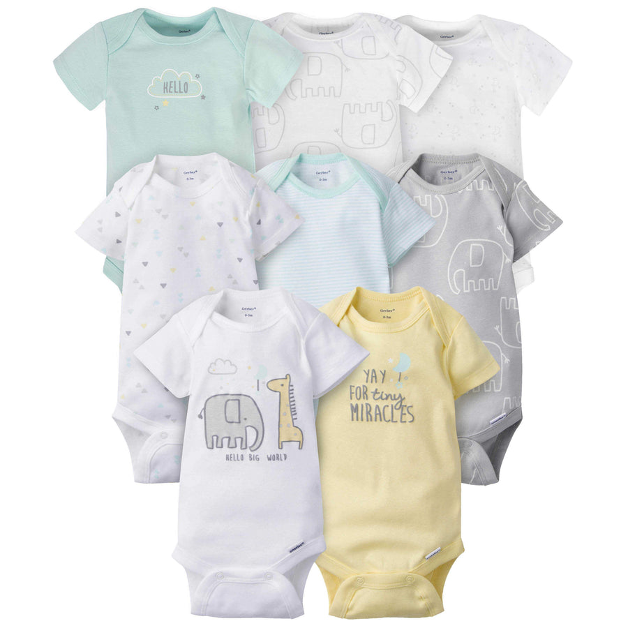 8-pack Baby Neutral Animals Short Sleeve Onesies® Bodysuits