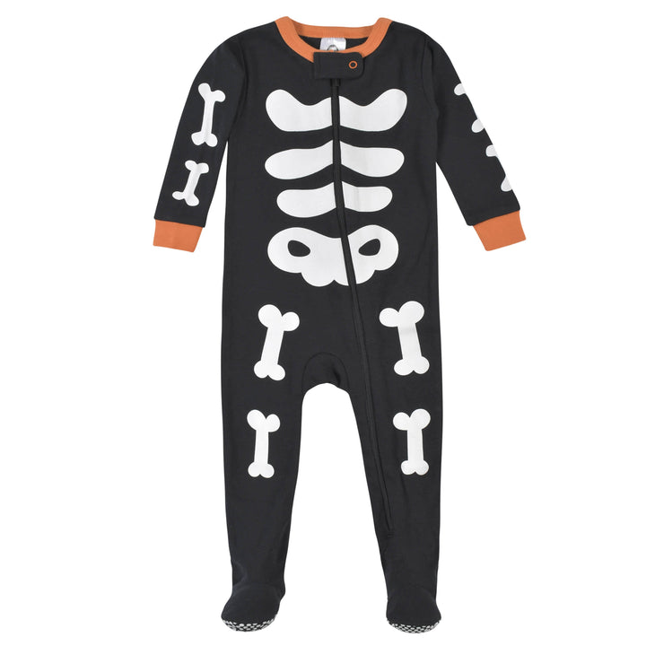 Baby Neutral Skeleton Snug Fit Footed Cotton Pajamas-Gerber Childrenswear