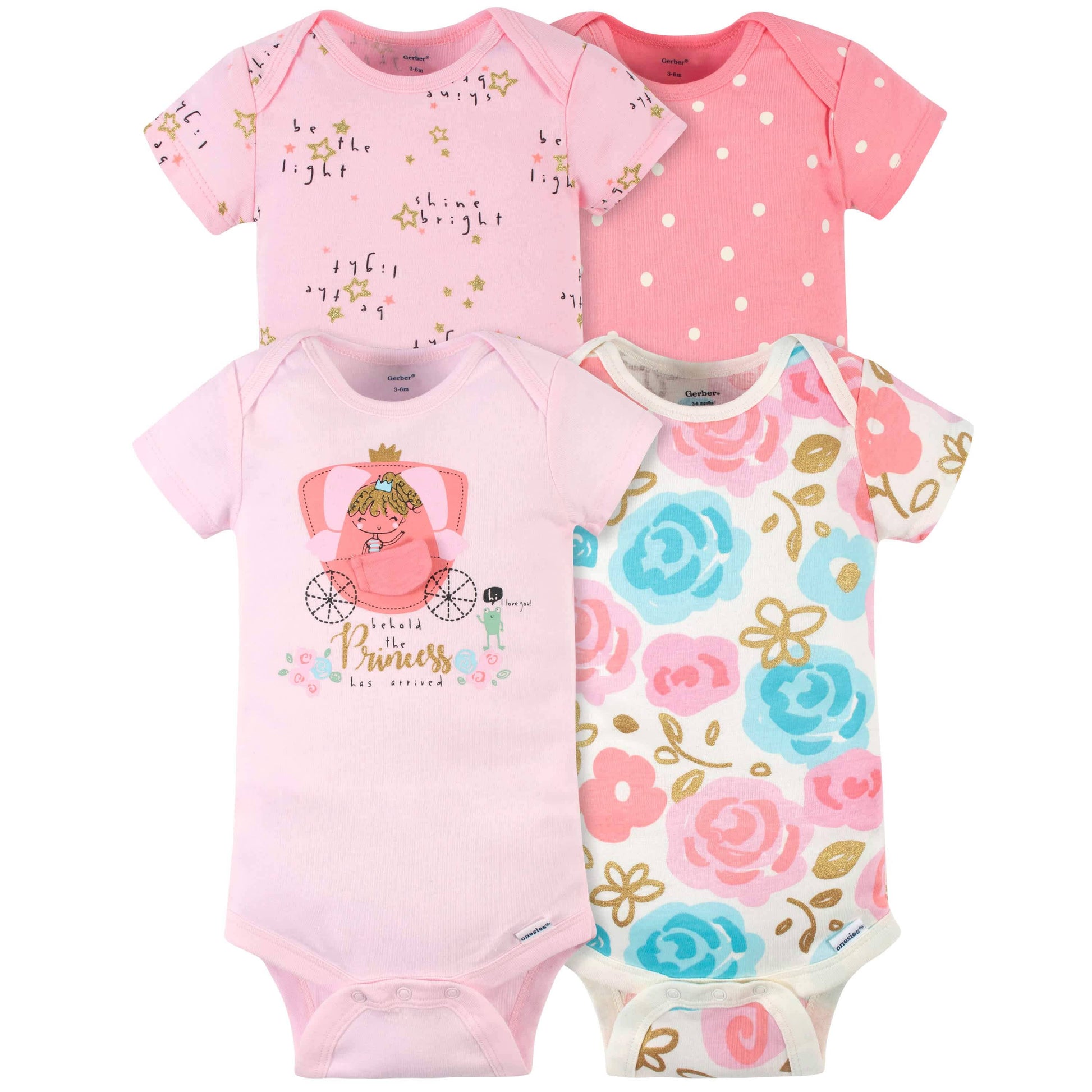 18-Piece Baby Girls Princess Onesies® Bodysuit, Mitten, Cap, & Sock Set-Gerber Childrenswear