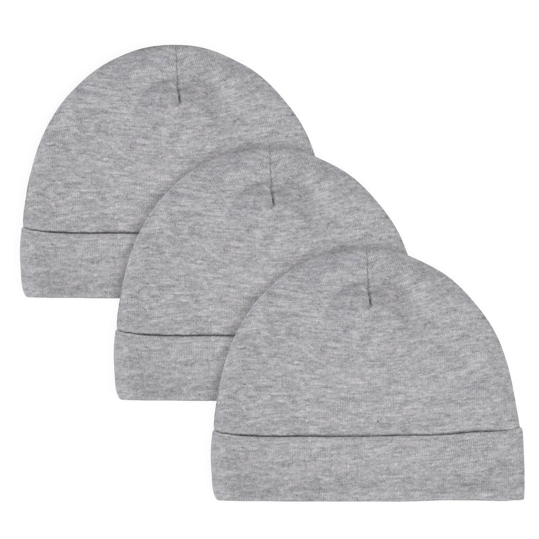 Gerber® 3-Pack Baby Neutral Gray Crafting Caps-Gerber Childrenswear
