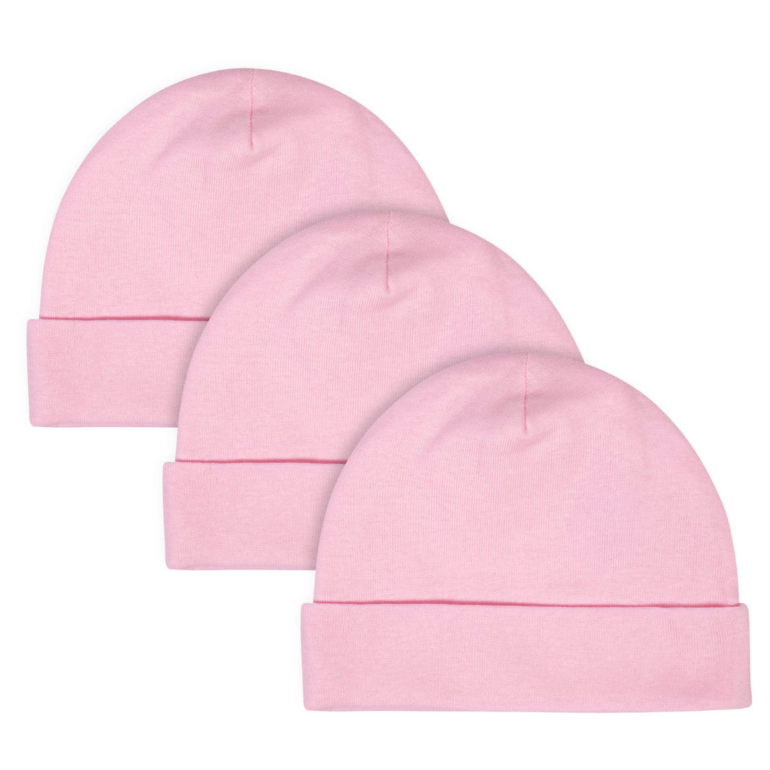 Gerber® 3-Pack Baby Girls Craft Pink Caps-Gerber Childrenswear