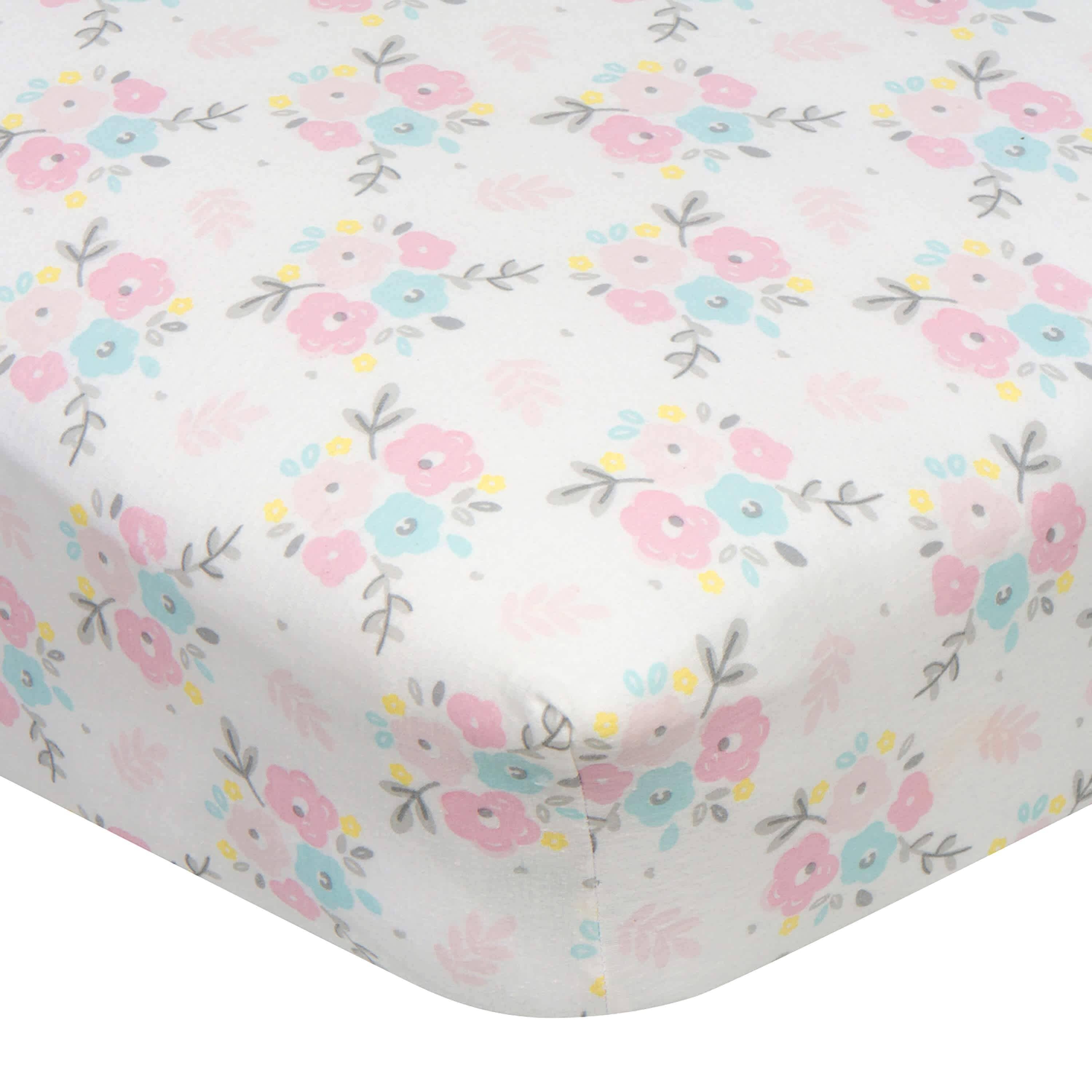 Girls Floral Fitted Crib Sheet-Gerber Childrenswear