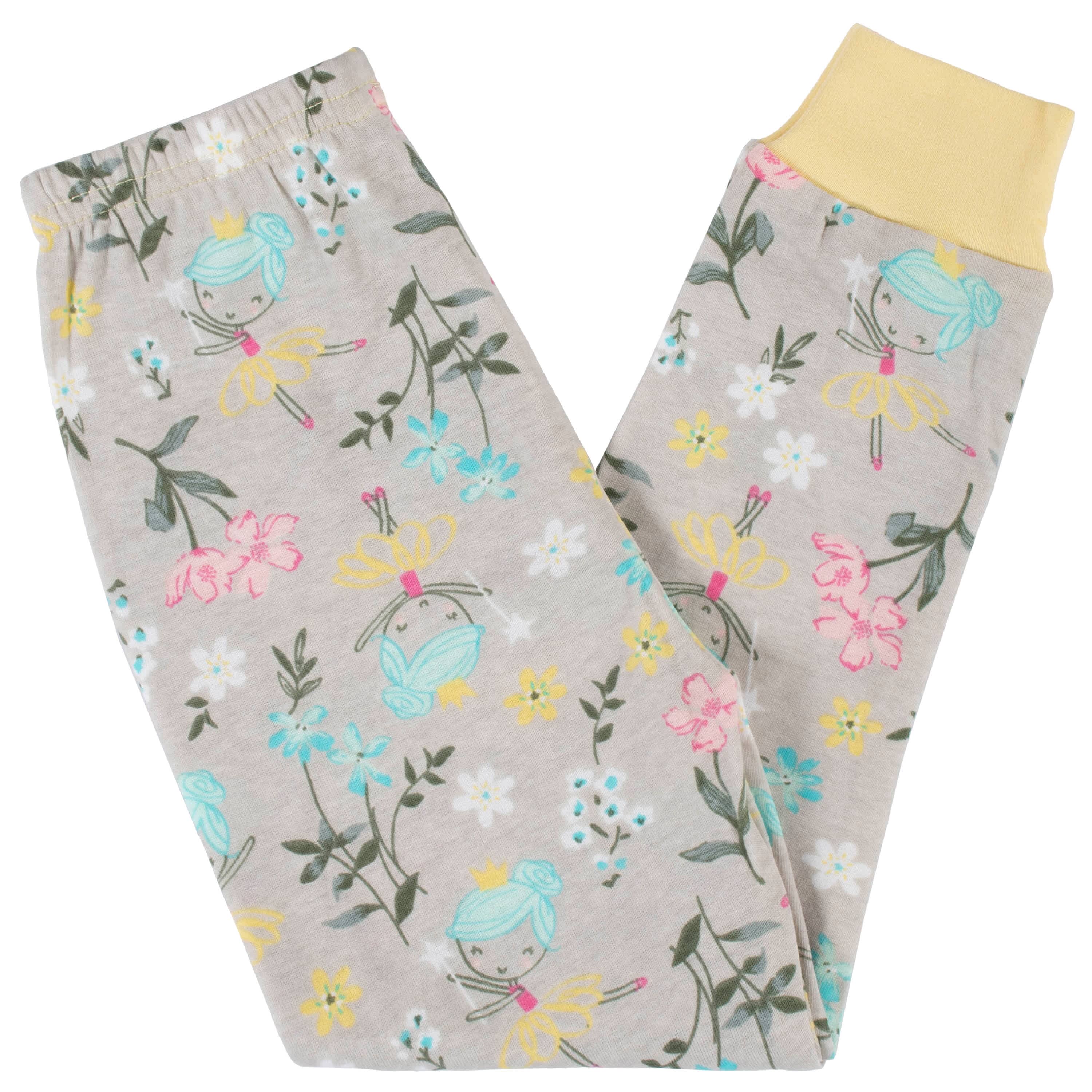 4-Piece Infant & Toddler Girls Yellow Garden Snug Fit Cotton Pajamas