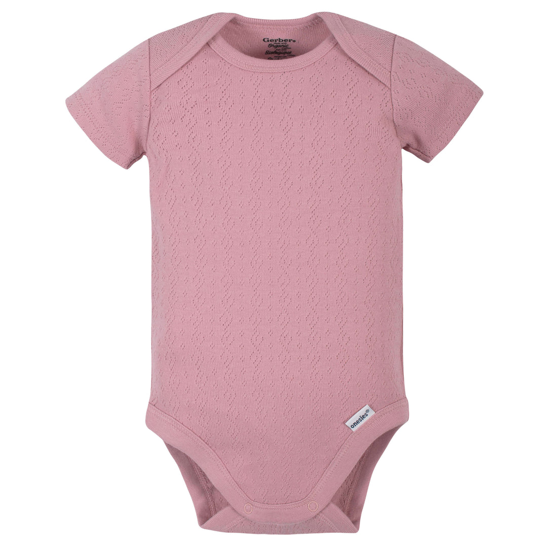 3-Pack Organic Baby Girls Wild Flower Short Sleeve Onesies® Bodysuits-Gerber Childrenswear