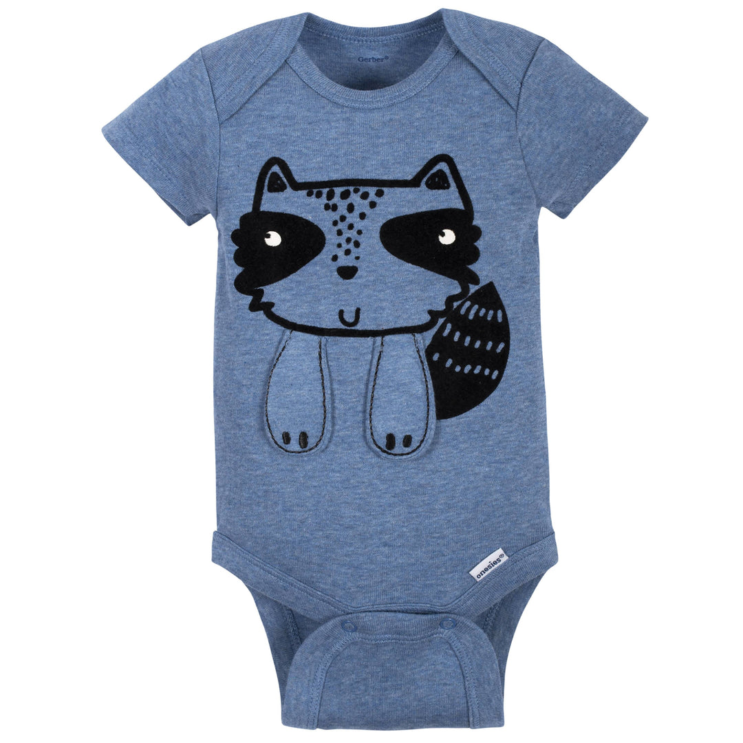 3-Pack Baby Boys Raccoon Short Sleeve Onesies® Bodysuits-Gerber Childrenswear