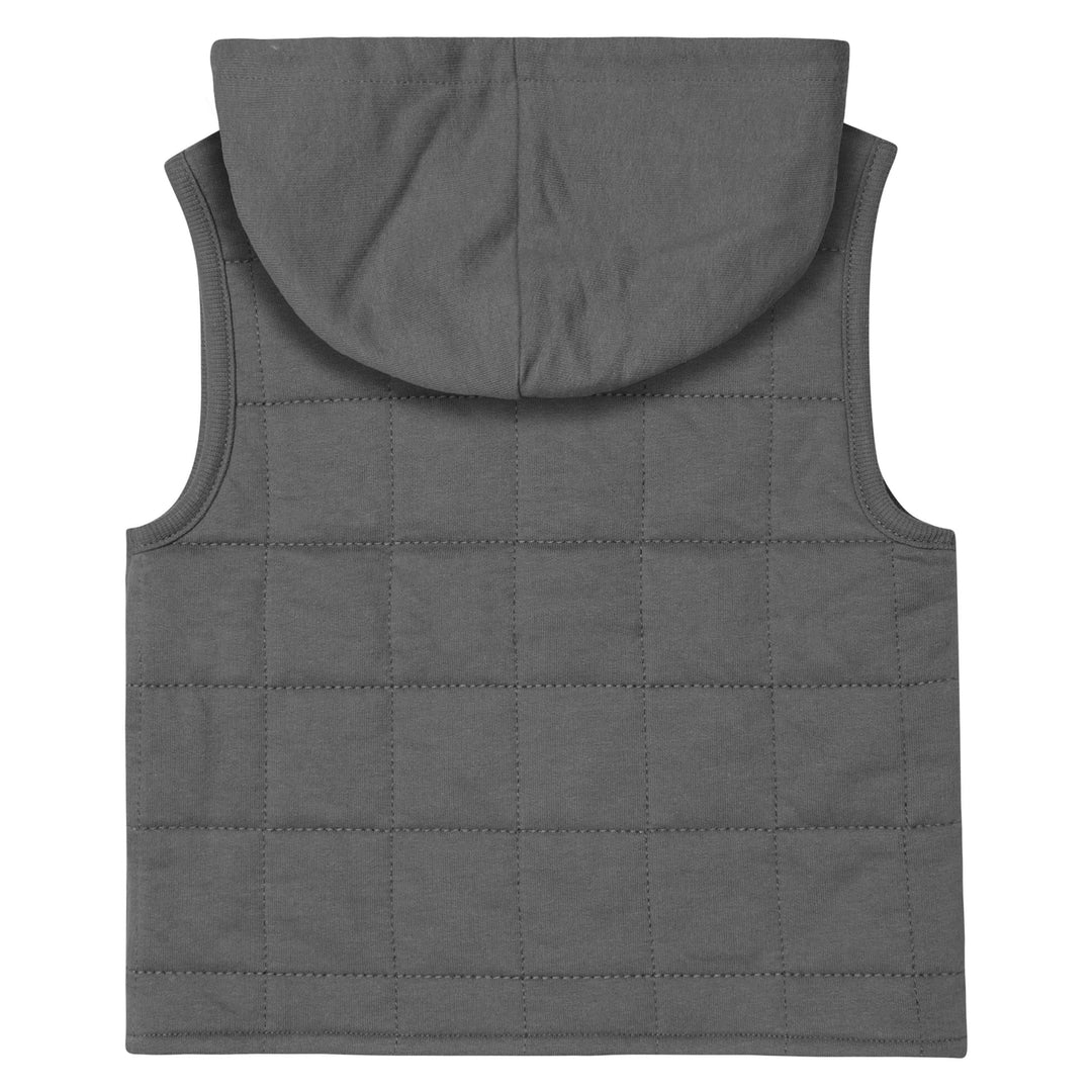 Infant & Toddler Boys Gray Quilted Hooded Vest