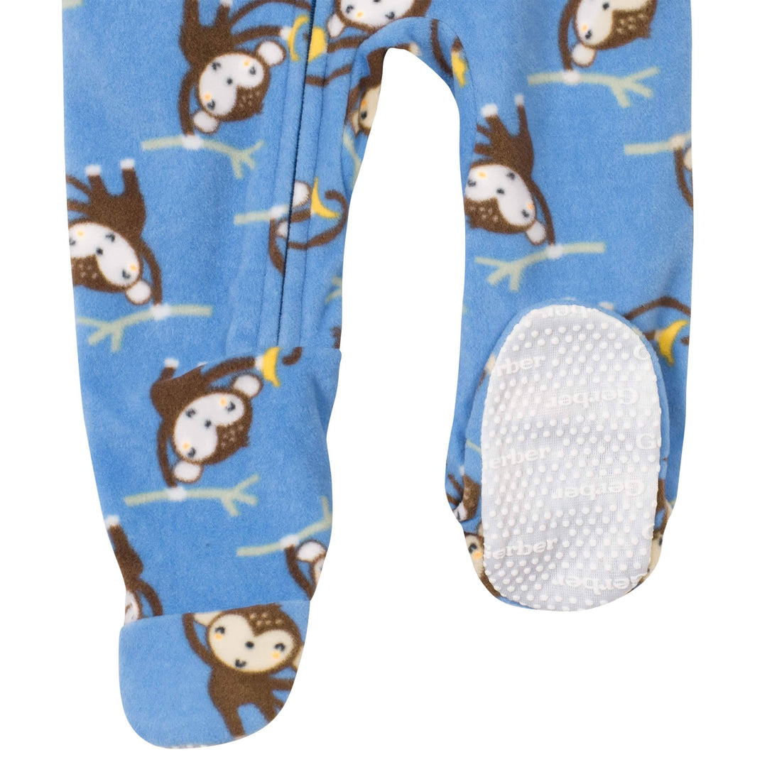 Gerber® 4-Pack Baby Boys Monkeys & Dinos Fleece Pajamas-Gerber Childrenswear