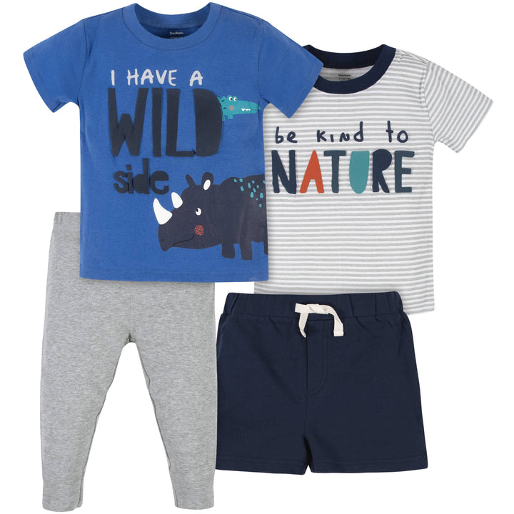 Boys 4-Piece Wild Side Shirts, Shorts, & Pants Set-Gerber Childrenswear