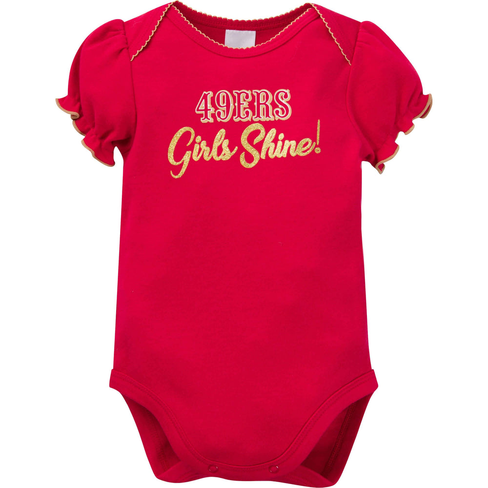 3-Pack Baby Girls 49Ers Short Sleeve Bodysuits-Gerber Childrenswear