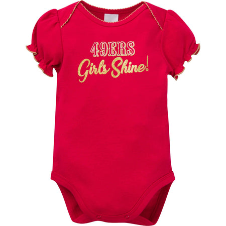 3-Pack Baby Girls 49ers Short Sleeve Bodysuits