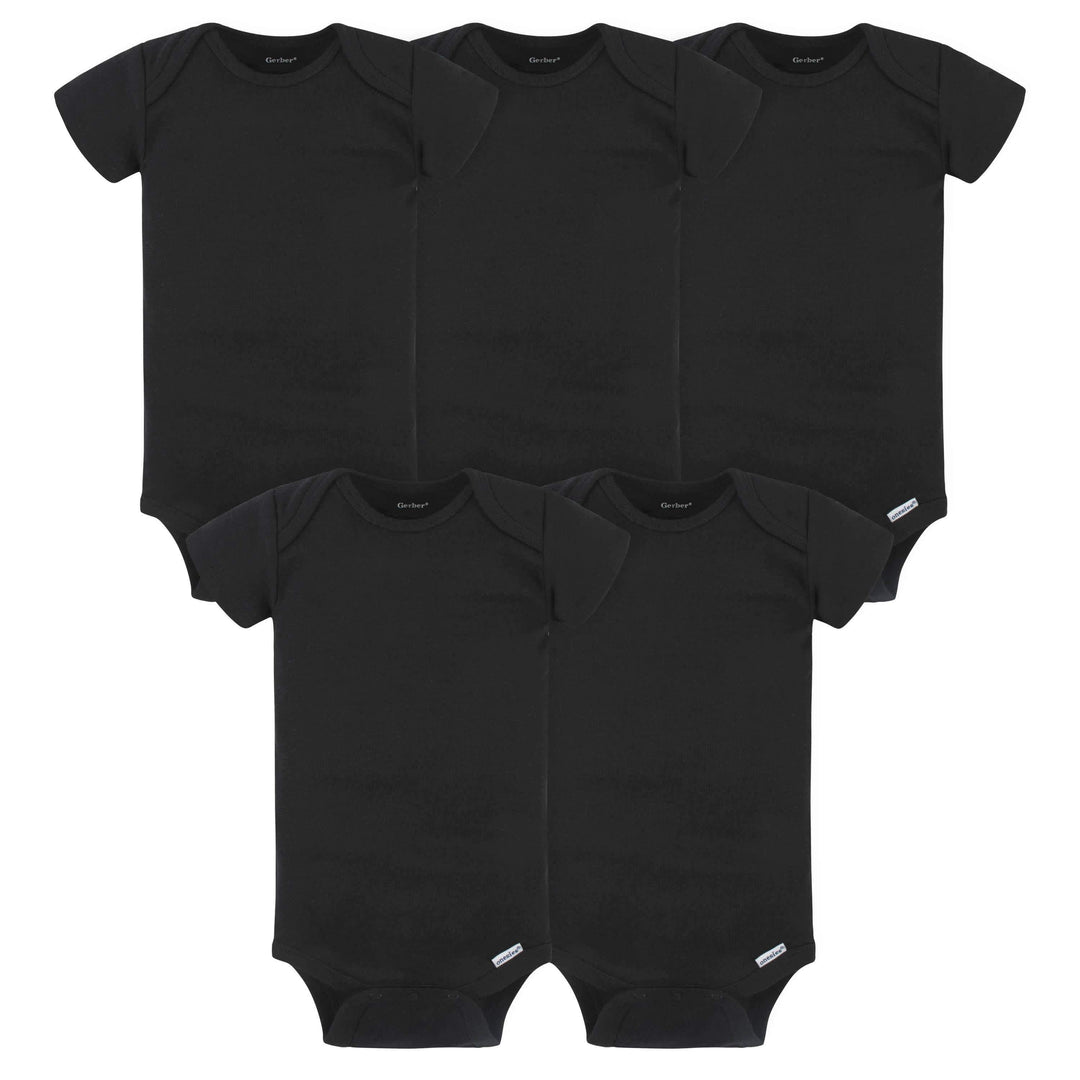Onesies® Baby 5-Pack Black Ribbed Bodysuits Gerber Childrenswear